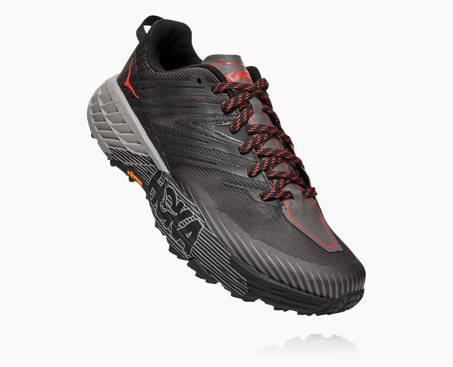 Hoka Mens Trail Shoes NZ - Hoka One One Speedgoat 4 Black (DRL489325)